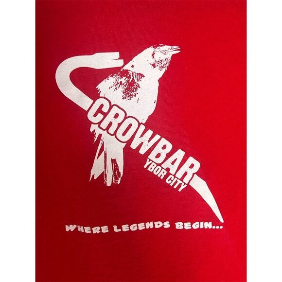 Crow Bar Ybor City Rooster Graphic T-Shirt Men's Red Short Sleeve Crew Neck Lrg - Picture 6 of 6